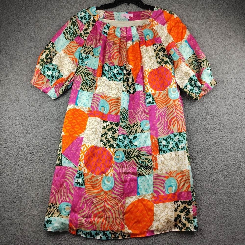 Lilly Pulitzer Mini Dress Silk Patchwork Size 2 Lined